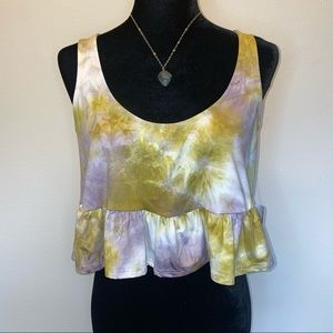 MOD Babydoll Crop Tank Mustard Lilac Tie Dye Small